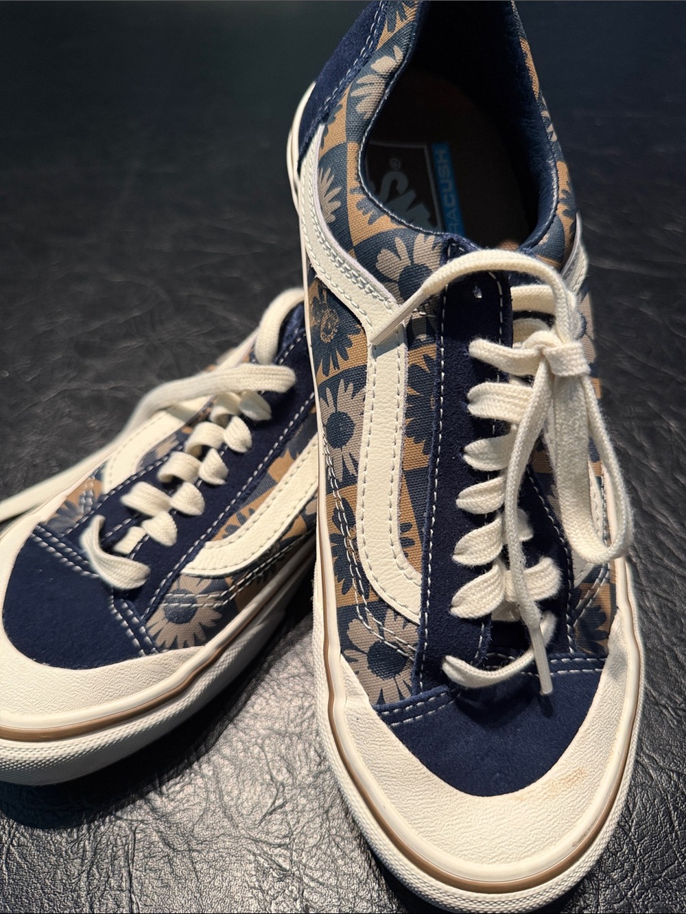 Vans Old Skool Floral Sneakers in Navy & Cream